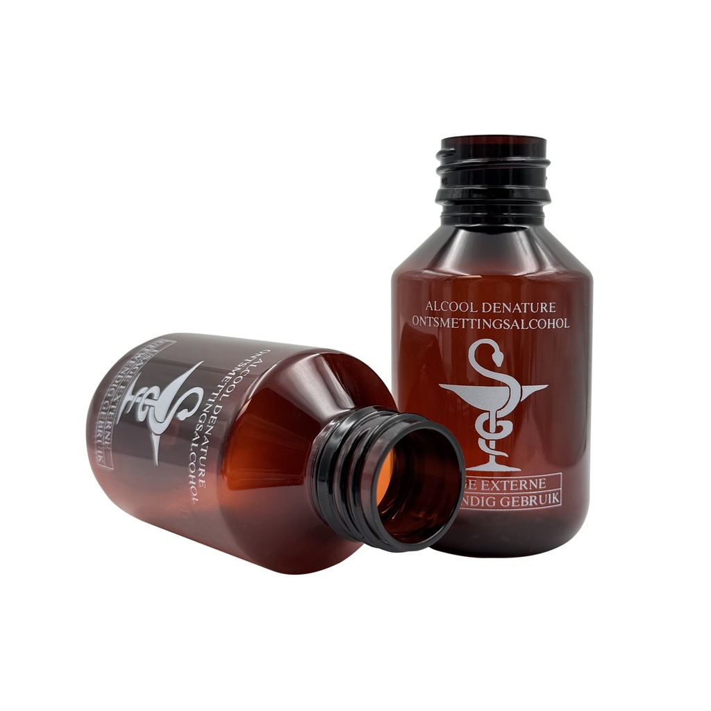 Bottle PET printed Disinfectant alcohol veral brown 100mL  din28 per 50